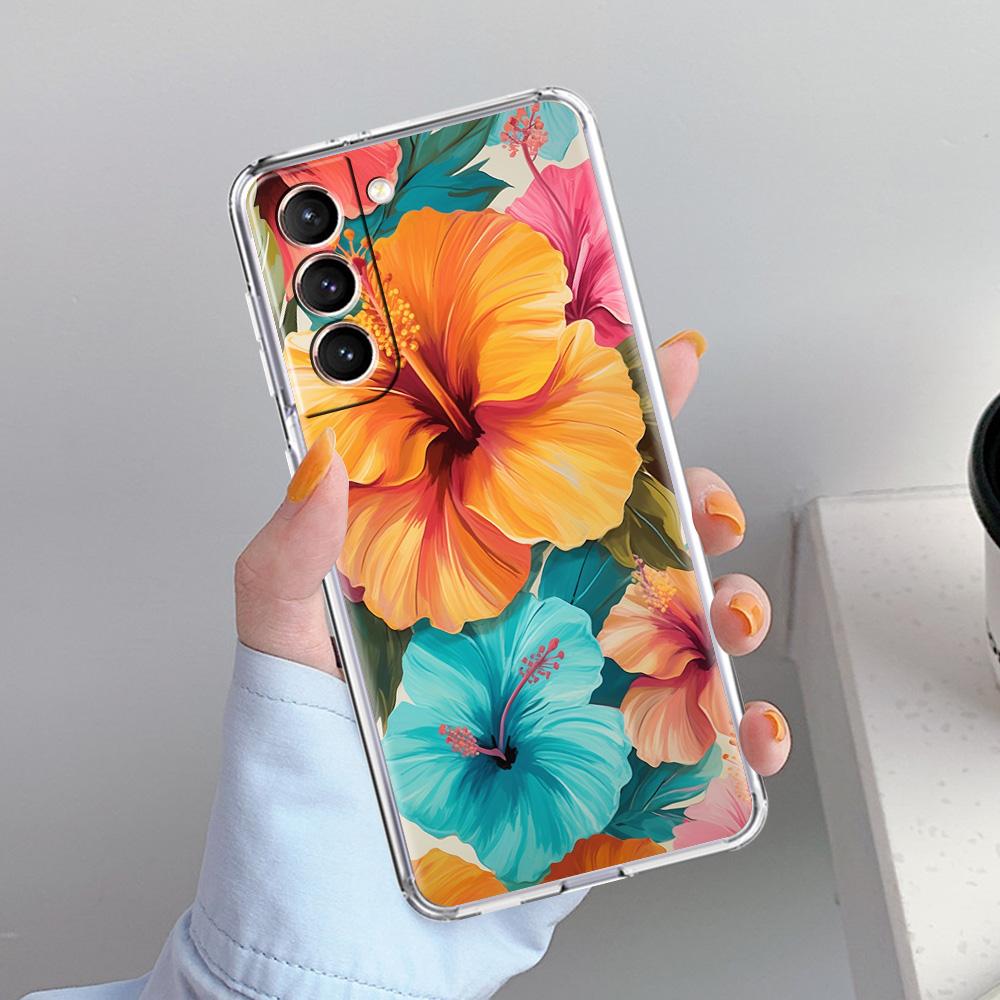 Phone Case For Samsung Galaxy S26 S25 S24 S23 S22 Ultra S20 S21 FE 5G Plus Soft Clear Cover Summer Colorful Flower