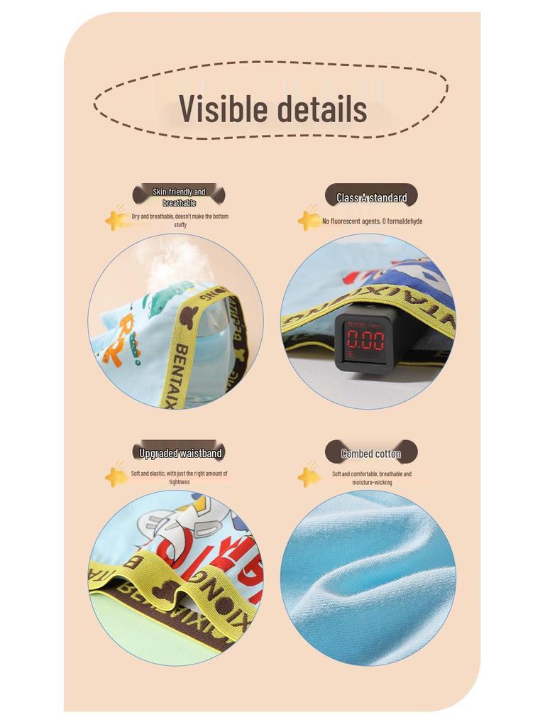 Boxers antibactériens en pur coton pour enfants et bébés