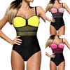 Casual Women Mesh Stitching Sling One-piece Swimsuit Sexy Color Swimsuit