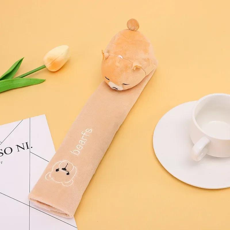 Car Seat Belt Shoulder Protector Cover Universal Safety Belt Shoulder Pad Plush Cover Car Cartoon Magic Tape Shoulder Guard Pad