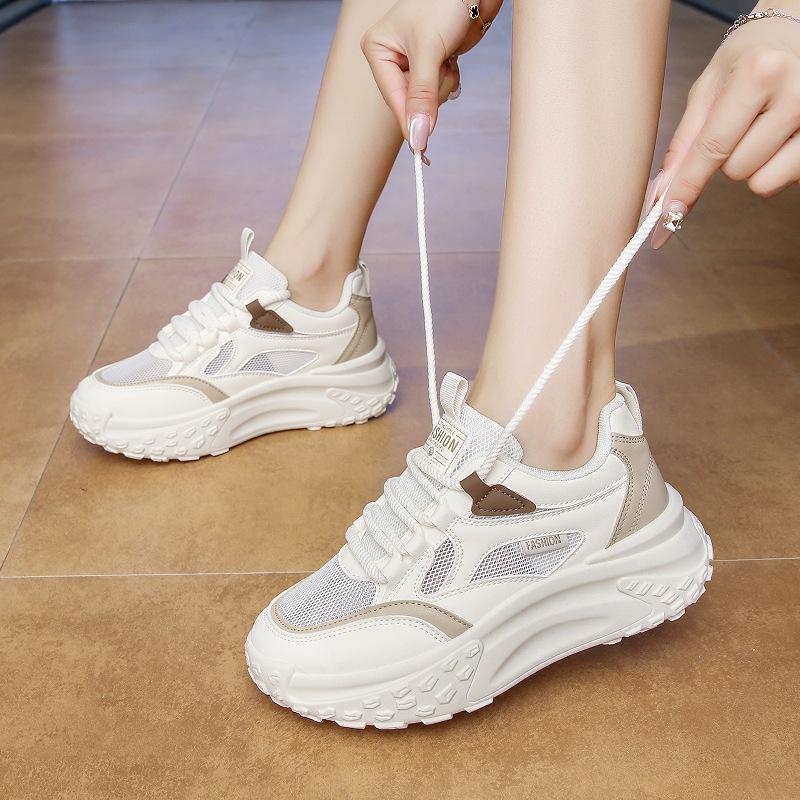 Autumn Mesh Heightening Dad Shoes Women's 2025 New Versatile Muffin Thick-soled 5CM Sports and Leisure Shoes Women's Shoes