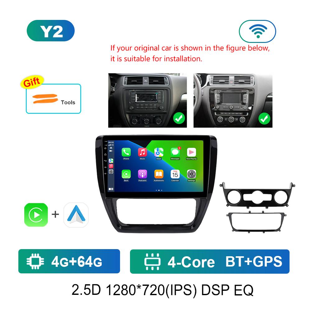 Android System for VW Volkswagen Jetta 6 2011 - 2018 Navi GPS WiFi Car Video Multimedia Player DSP Stereo 4G HD Screen Bluetooth