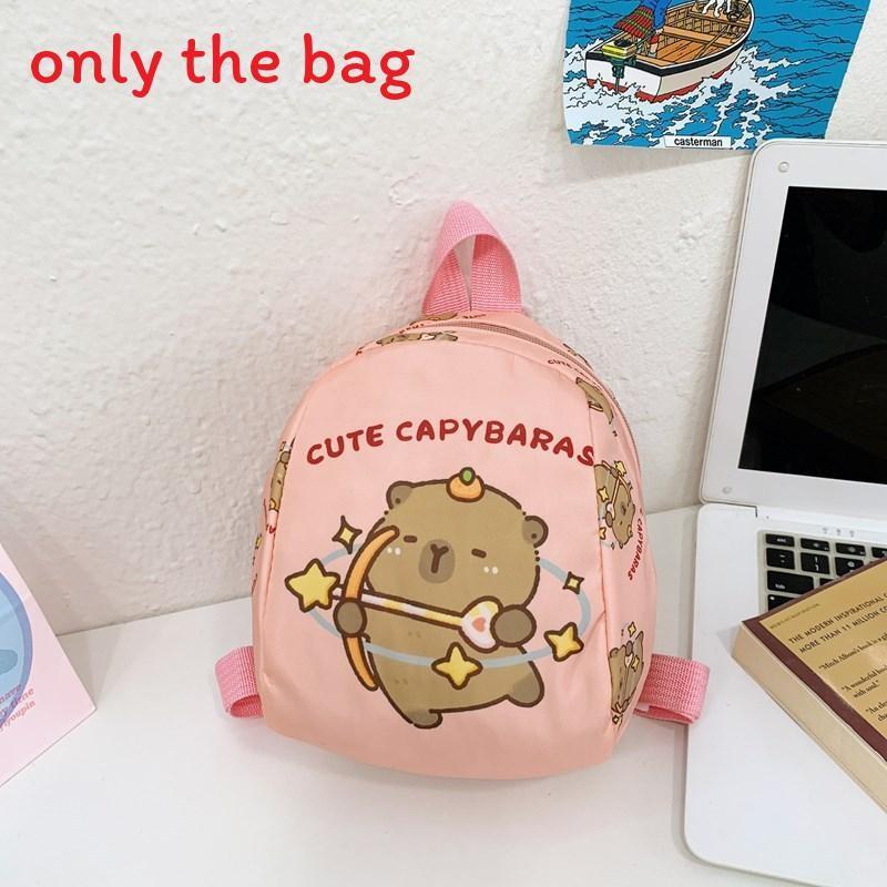 Capybara Cute Drinking Milk Tea Burger Toast Cake Cartoon Pattern Kid Backpack