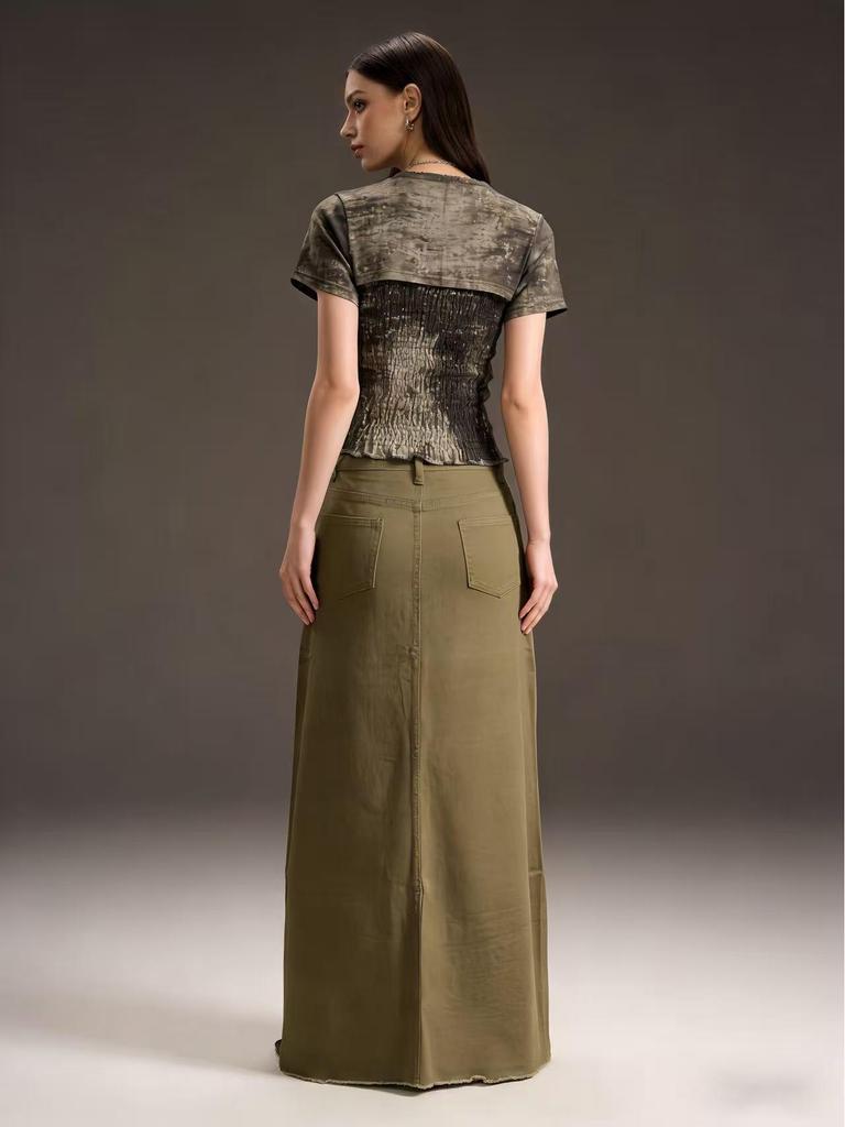 Summer Women's Loose Straight Denim Maxi Skirt - European/American Style