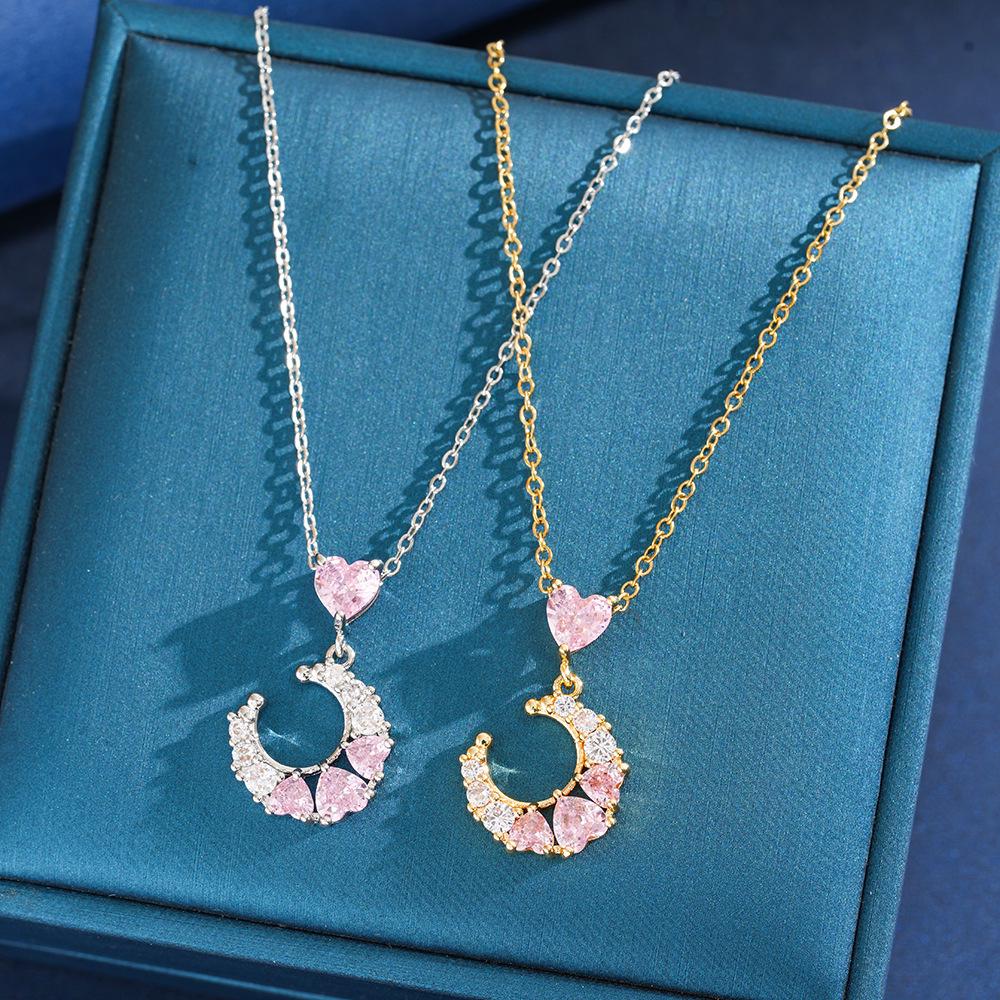 Korean Style Star Moon Diamond Inlaid Collarbone Necklace