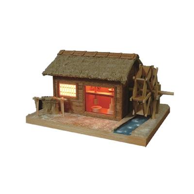 Woody Joe Mini-Architekturmodell, Lichtserie Nr. 4, Katakoto-Wassermühle, Holzmodell