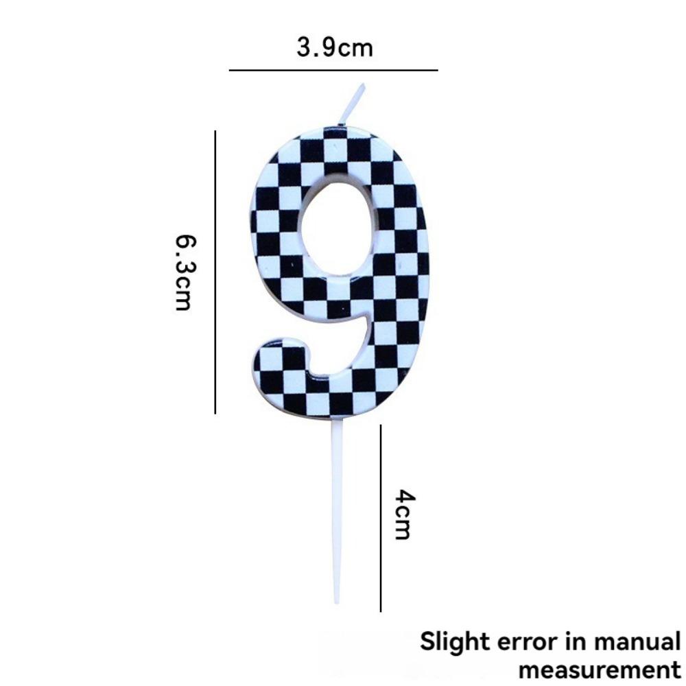 1/6/12/13 Pcs Racing Cars Themed Birthday Candles Black and White Race Number Checkered Candle Cake Topper for Racing Car Party