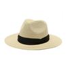 Handcraft Straw Hat for Vacation Holiday Sunproof Hat with Ribbon Band Bohemian Panama Hat for Beach and Music Festival