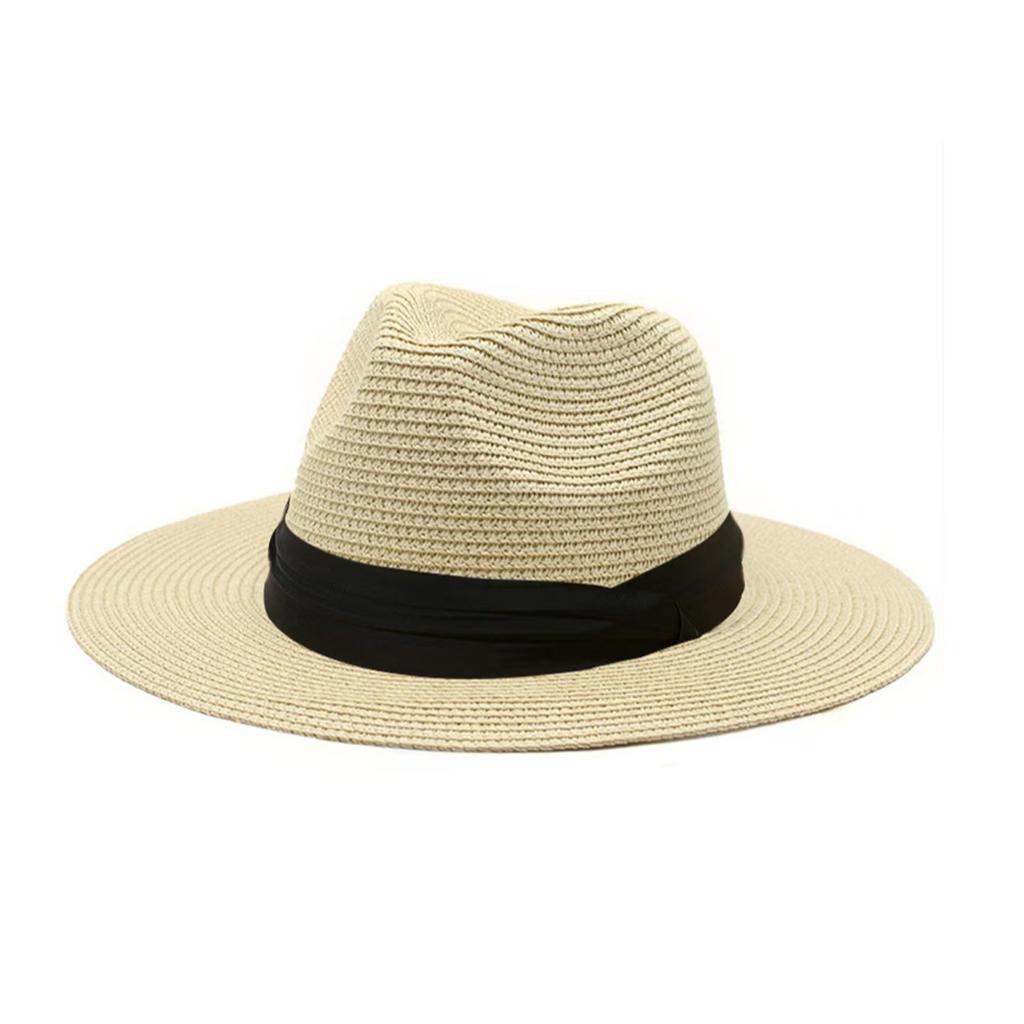 Handcraft Straw Hat for Vacation Holiday Sunproof Hat with Ribbon Band Bohemian Panama Hat for Beach and Music Festival