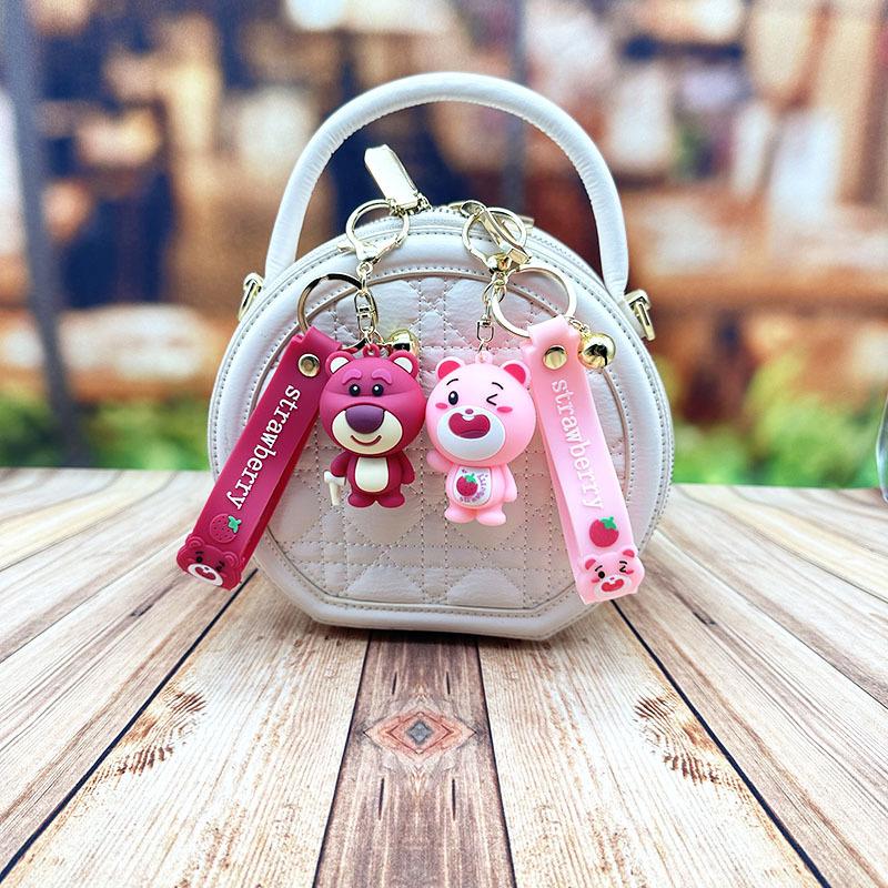 Creative Strawberry Bear Keychain Doll Exquisite Fashion Bag Car Key Chain Pendant Couple Cartoon Jewelry