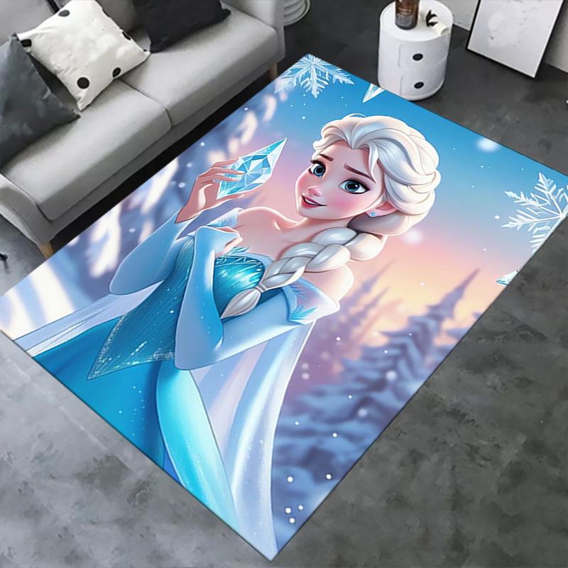 1pc Office Carpet, Under Chair Rug, Gift for Home Decor, Frozen Elsa Inspired Winter Wonderland Flooring Mat