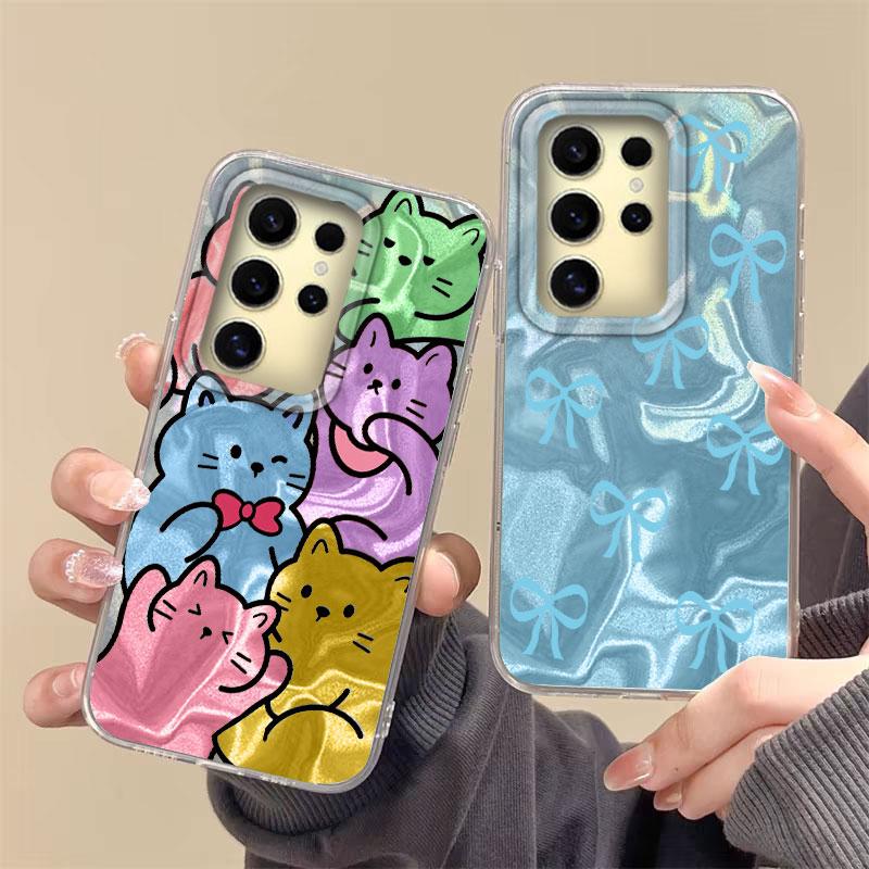 Case For Samsung Galaxy  A56 S24 S25 Plus Ultra A15 A25 A55 A35 A16 A26 A36 Phone Cover Gradient Color Cat Leopard Print Bumper