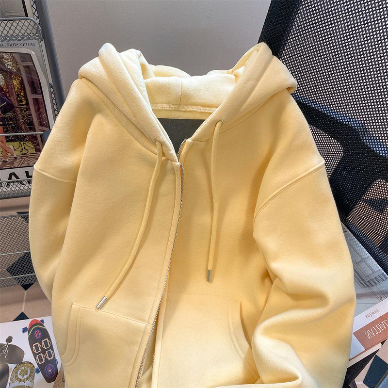 Chic Plus Size Fleece-Lined Cardigan - Cozy Solid Color Outerwear for Autumn & Winter 2025