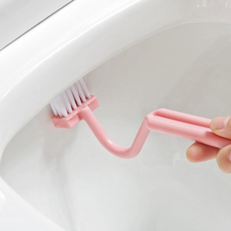 Portable S Shape Long Handle Toilet Corner Cleaning Plastic Brush