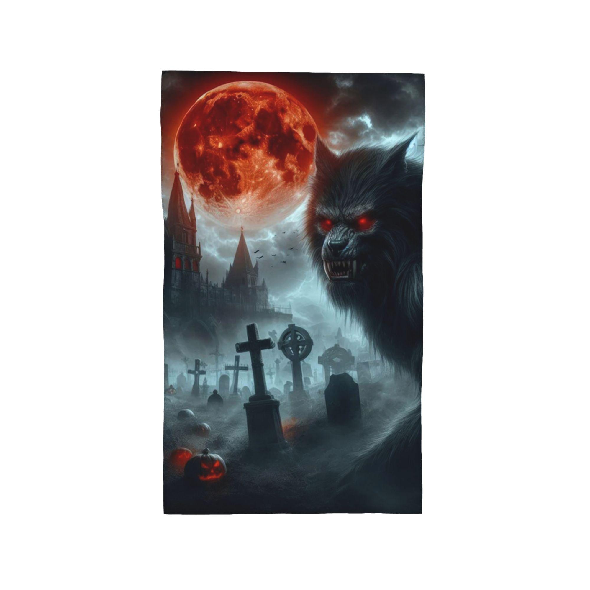 

werewolf with red eyes and red moon Halloween Pumpkin Soft Face Towel Quick Dry Pool Bath Cotton Towels Absorbent Quick W30*H60(CM)