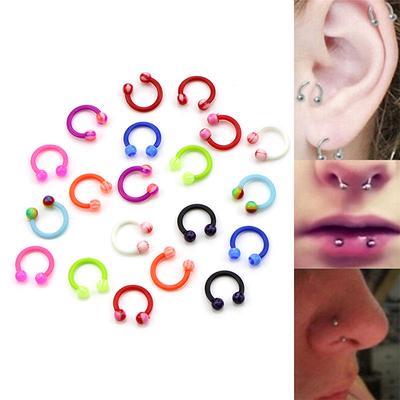 20 ks/sada C ve tvaru kuličky Akrylová spirála kroužek s obručemi pro piercing Body šperky