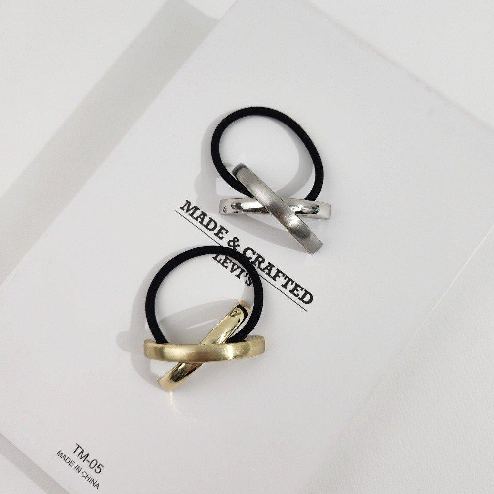 

Металлическая повязка для волос крест-накрест X-образной формы Матовая глянцевая комбинация Женская прическа хвостик 3497 gold