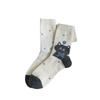 Autumn and Winter Women's Mid-calf Socks in Grey Tones, Cute Cat Warmth Wool Socks for Women
