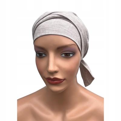 Linen Head Scarf Lara Natural Beige Turban for Summer Polish Product