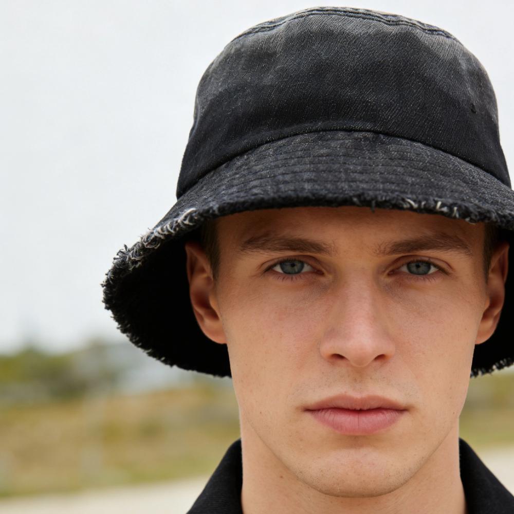 Nuovo Cappello a Secchiello in Denim Casual Unisex con Bordo Sfilacciato Cappelli da Sole in Cotone Lavato Vintage per Uomo Donna Streetwear Cappello Berretto