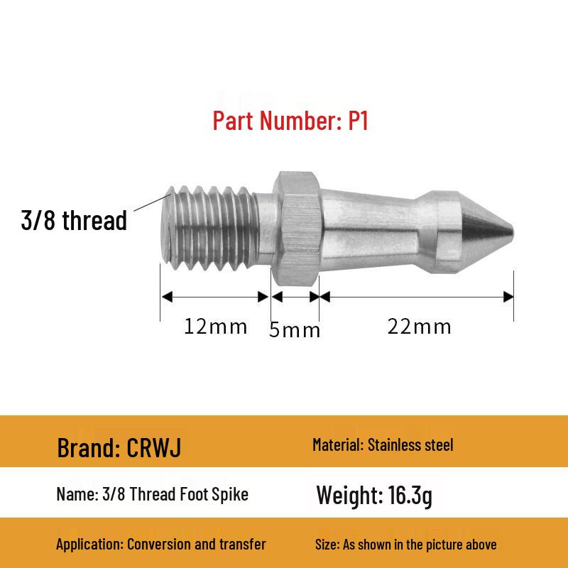 

Stainless Steel Camera Mount: 3/8 Thread Tripod Accessories, Anti-slip 1/4 Foot Spike for Sand and Mud Surfaces