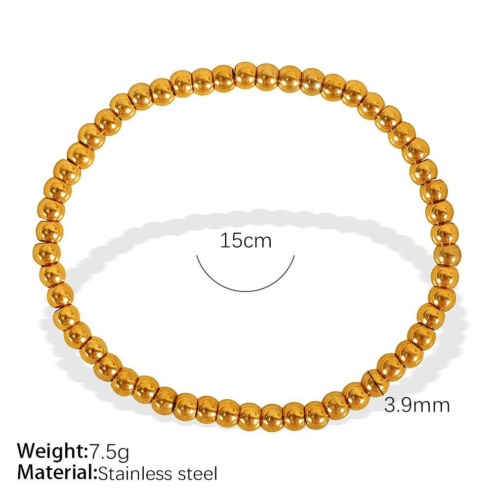 Elegant Gold Beaded Stainless Steel Bracelet for Women - High-End Minimalist Design