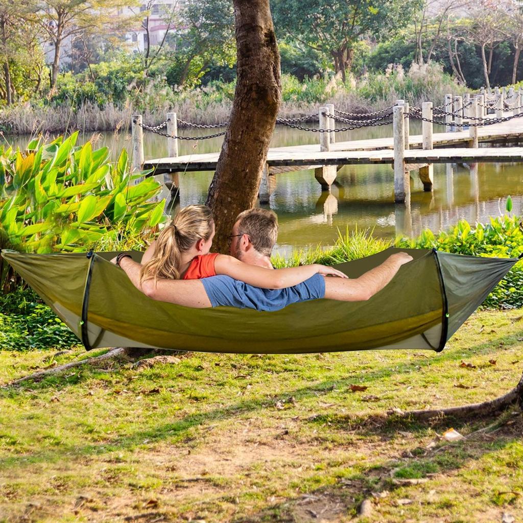 Backpacking Hammock Nylon Double Camping Hammock Foldable Backpacking Accessories For Hiking Family Fall Backyard Yard Indoor