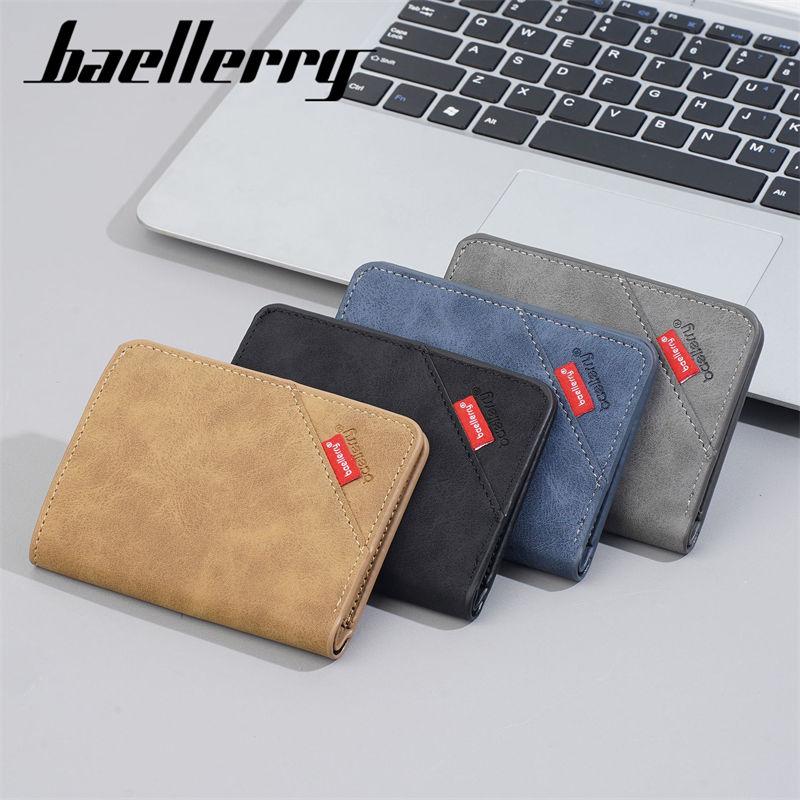 Baellerry Fashion Mini Wallets Men PU Leather Card Holder Vintage Design Thin Purse