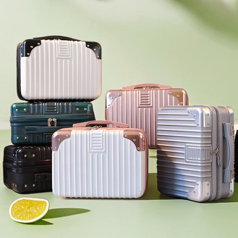 Small Suitcase, Mini Makeup Case 14-Inch Compact Case Souvenir Carry-On Storage Lockable Carry-On Cosmetic Bag