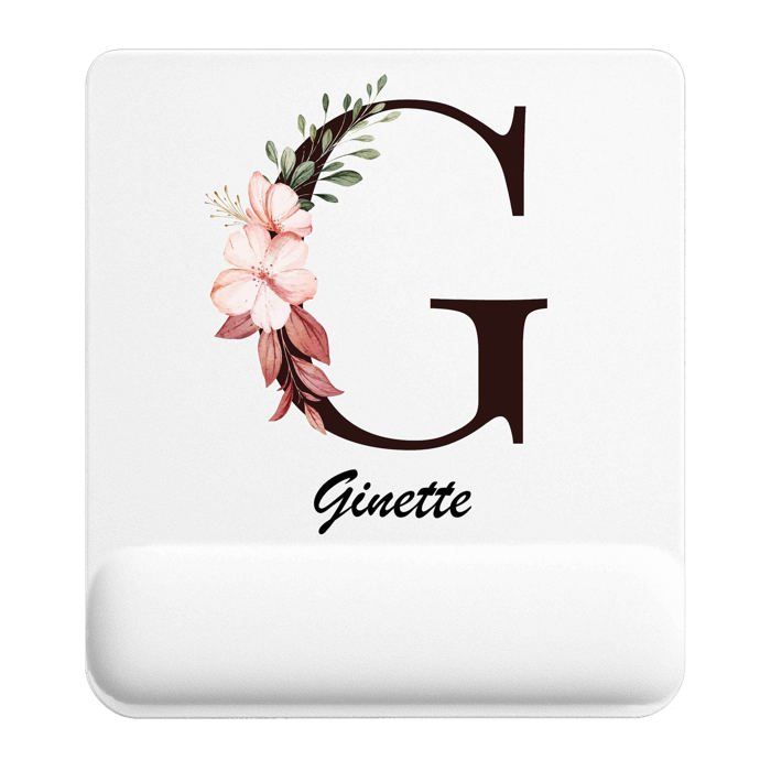Tapis de souris - PLANETEE - Ginette Lettre Fleur - 22x18 cm - 3 mm - Impression sublimation HD