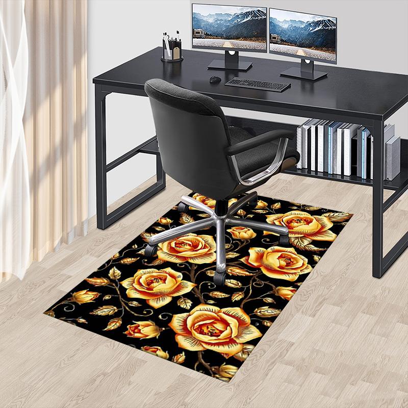 1PC Golden Roses Anti-slip Carpet, Suitable for Office, Bedroomand Playrooms. It Can Also Be Used As a Sofa Footrest cover-R62