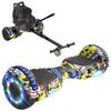 Hoverboard + Kart RCB 2-în-1 6,5 inch Bluetooth și LED – Karting reglabil – galben/negru – cadou ideal copii