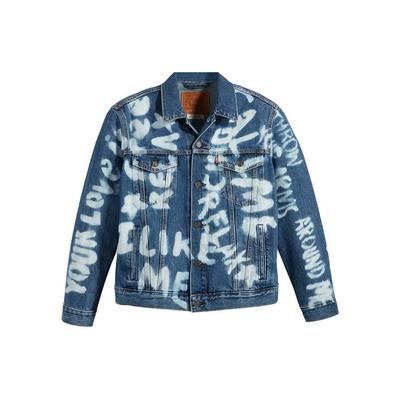 Levis volný střih zapínací na knoflíky potisk loga dlouhý rukáv džínová bunda pánské bundy modrá 72334-0654