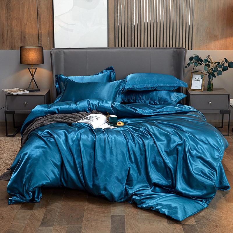 

4 PC Summer Bedding Duvet Cover Set Soft Silky Textured Comforter Cover Luxury Bedding Sets King Bed Sets 150x200cm 3pcs Set