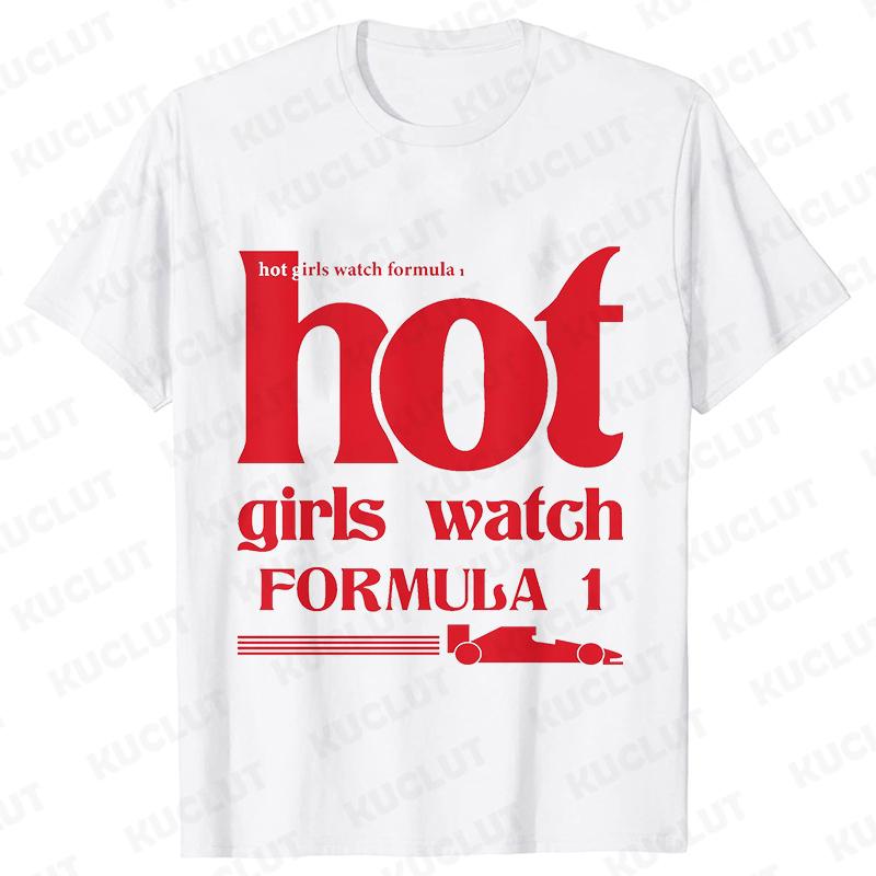 Hot Girls Watch Formula Racing Car Pattern T-shirts Women Clothing Fashion Casual Graphic Tops Trend Harajuku Short Sleeve Tees