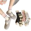 Autumn And Winter Striped Wool Medium Tube Socks Women'S Thickened Warm Plush Idea Yarn Cashmere Stacking Socks Versatile Soft Waxy Cotton Socks