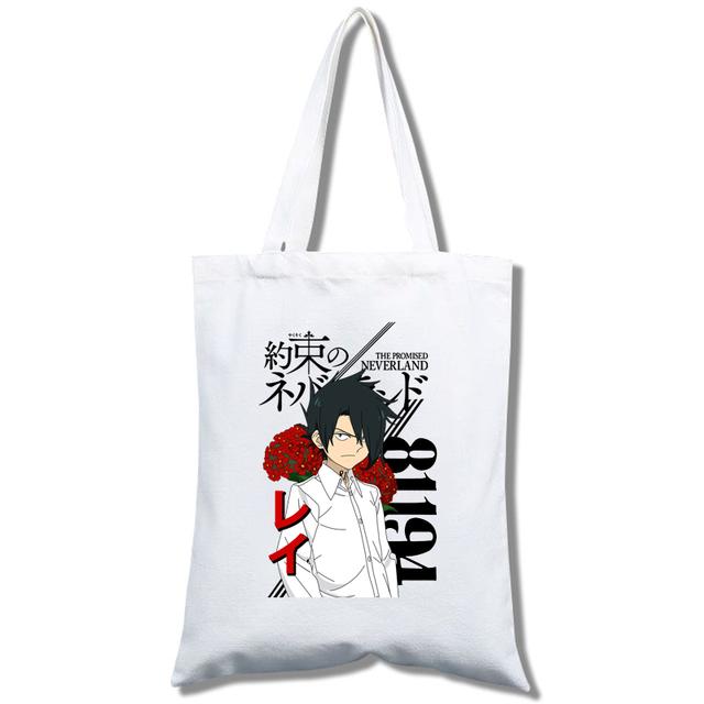 Fashion Anime The Promised Neverland  Men Women Reusable Shopping Bag Cartoon Print Eco-Friendly Canvas Tote Bag