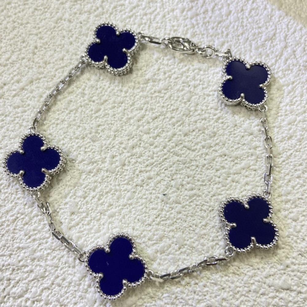 Hochwertiges Kleeblattarmband für Damen Fünf-Blüten-Armband mit natürlichem weißen Perlmutt und rotem Karneol