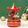 Hand Cranked Christmas Musical Carousels Box Ornament Wind Up Mechanism Music Box Ideal Gift Holiday Festives Decoration