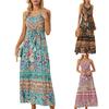 Women's New Foreign Trade Bohemian Suspender Dress Printed Holiday Dress Literary Sleeveless