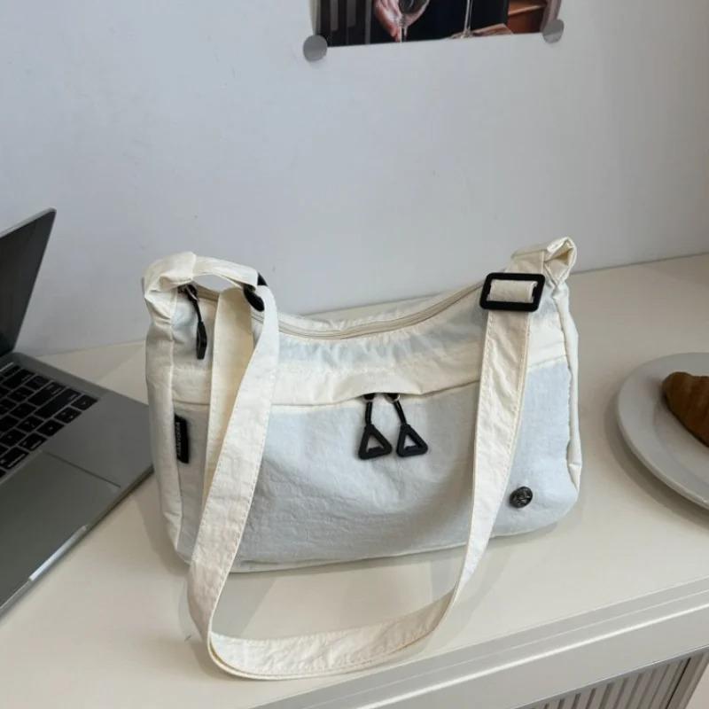 

Daily Light Female Square Crossbody Bag Solid Color Simple Women s Nyl Shoulder Bags Commuter Leisure Ladies Tote Handbags бежевый