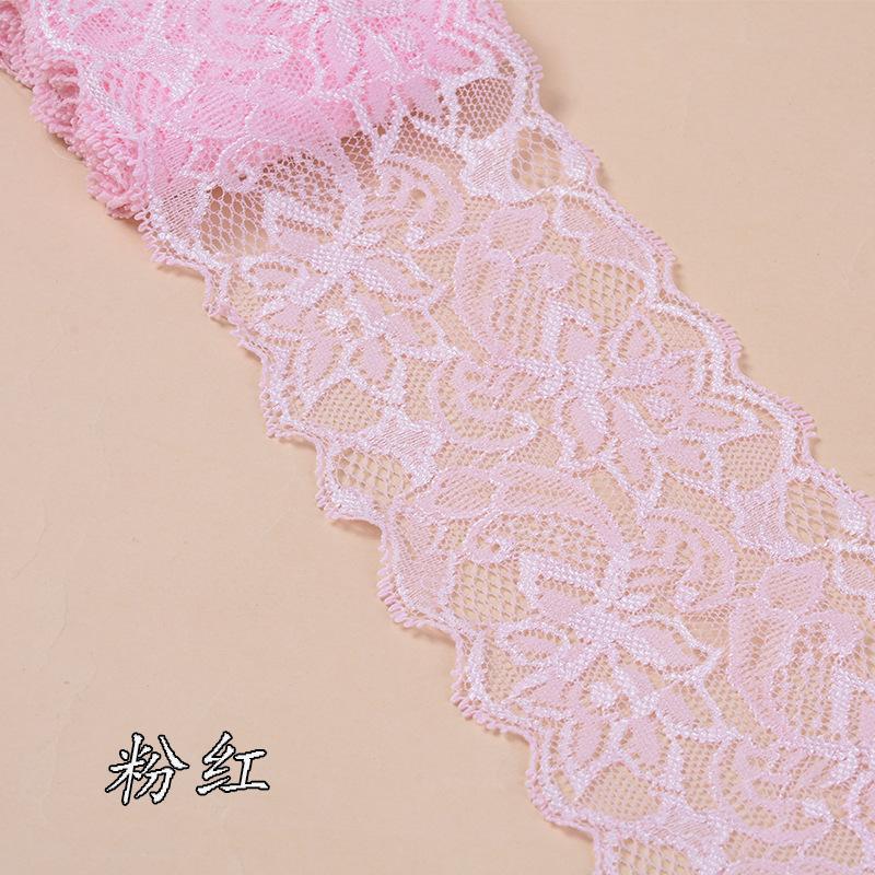 Buntes elastisches florales Spitzenband DIY Bekleidung Nähstoff 8cm breit Schwarz Weiß Rot Rosa Blau Lila Grün Gelb Spitzenband