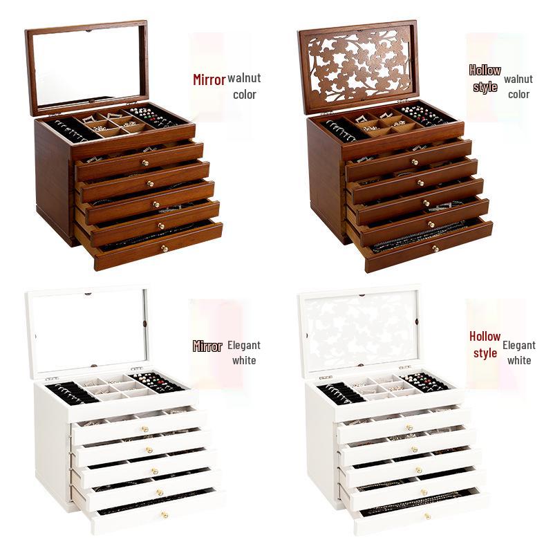 Minimalistische europäische Schmuckschatulle aus Holz für Halsketten und Ringe - Perfekt für Hochzeiten oder Geburtstage