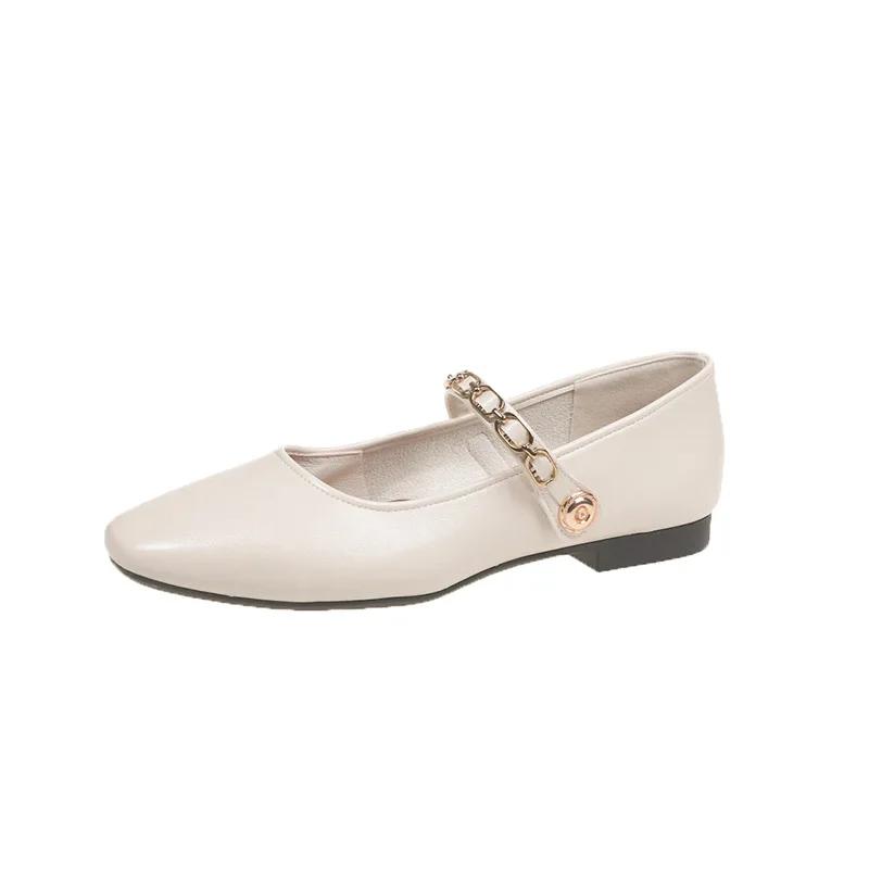 Fashion Retro Low Heel Soft Bottom Comfortable Hundred Mary Jane Shoes Women Shallow Pearl Chain Designer Shoes Black Sexy High Heels