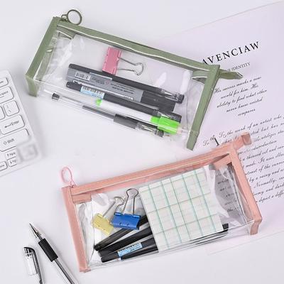 Transparent Pencil Bag With Zipper Storage Bag Office School Supplies Pen Case  Kids