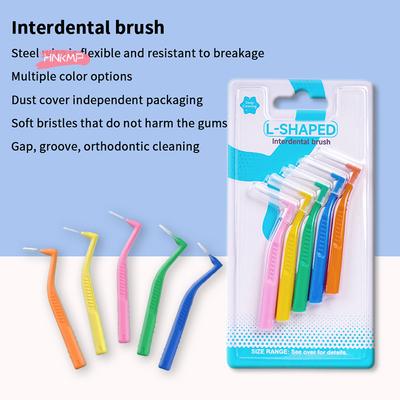 5Pcs Dental Interdental Brushes Oral Hygiene Flossing Tool L/I Shape Tooth Cleaning Head for Braces Users Toothpick Cleaner