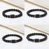 Twelve Constellations Beaded Elastic Bracelet For Men And Women With Black Matte Agate For Travel Gifts