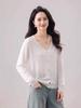 Autumn Wool V-Neck Women's Loose Slimming Knit Cardigan Sweater.
