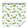 Crocodile wallpaper white, lime, light gray and green 50x1000