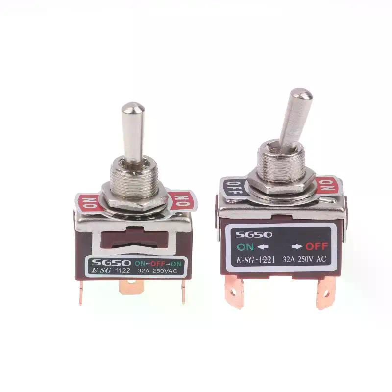1Pcs  Power Switch 2/3/4/6Pin E-SG Toggle Switch 32A 250VAC Rocker Switch With Brass Screw Foot Pin
